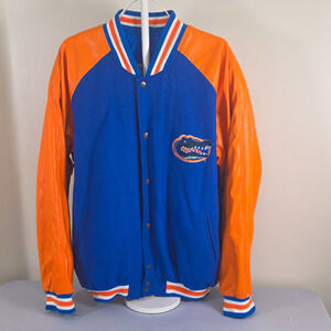 Steve & Barry's Florida Gators Varsity Unisex Jacket Blue/Orange Snap Front XXL